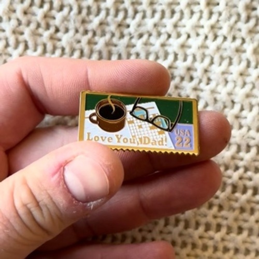 Love You Dad Coffee Stamp Pin Lapel Brooch Father's Day Gift